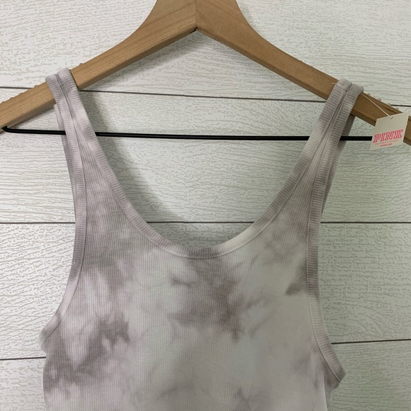 PINK VS gray ribbed tie dye racerback tank - Picture 3 of 4
